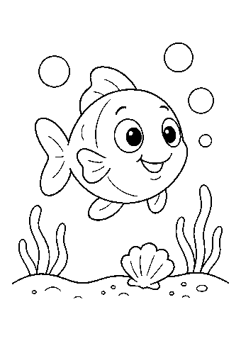Fisch mit Luftblasen Ausmalbild zum Ausdrucken