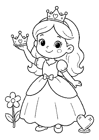 Prinzessin mit Krone Ausmalbild zum Ausdrucken