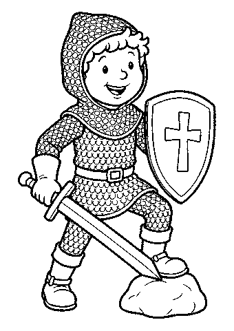 Ritter mit Schild Ausmalbild zum Ausdrucken